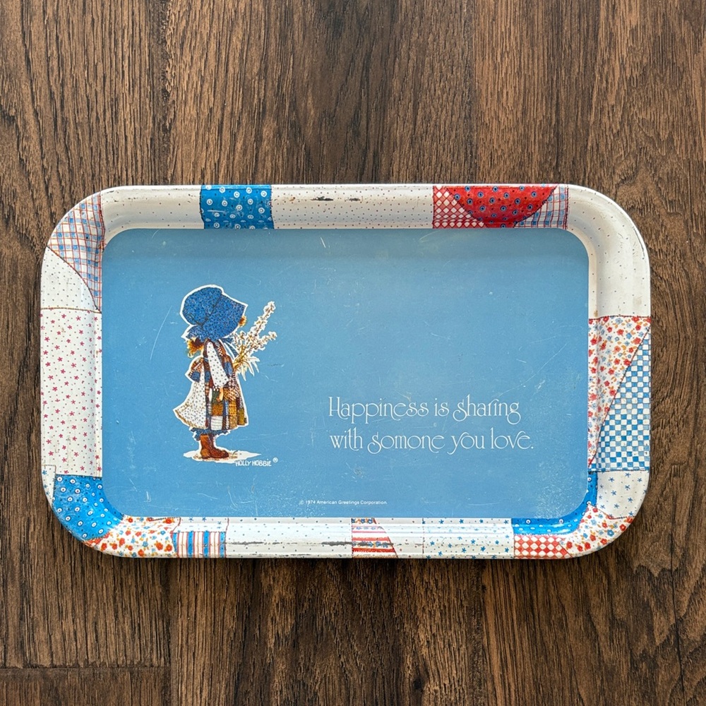 1974 American Greetings Holly Hobbie Serving Tray Happiness is Sharing